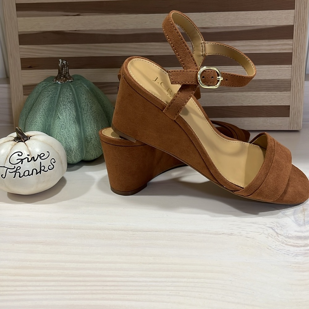 🆕 J. Crew Wedge Sandals, size 6.5, color Cedar Wood - Picture 2 of 7